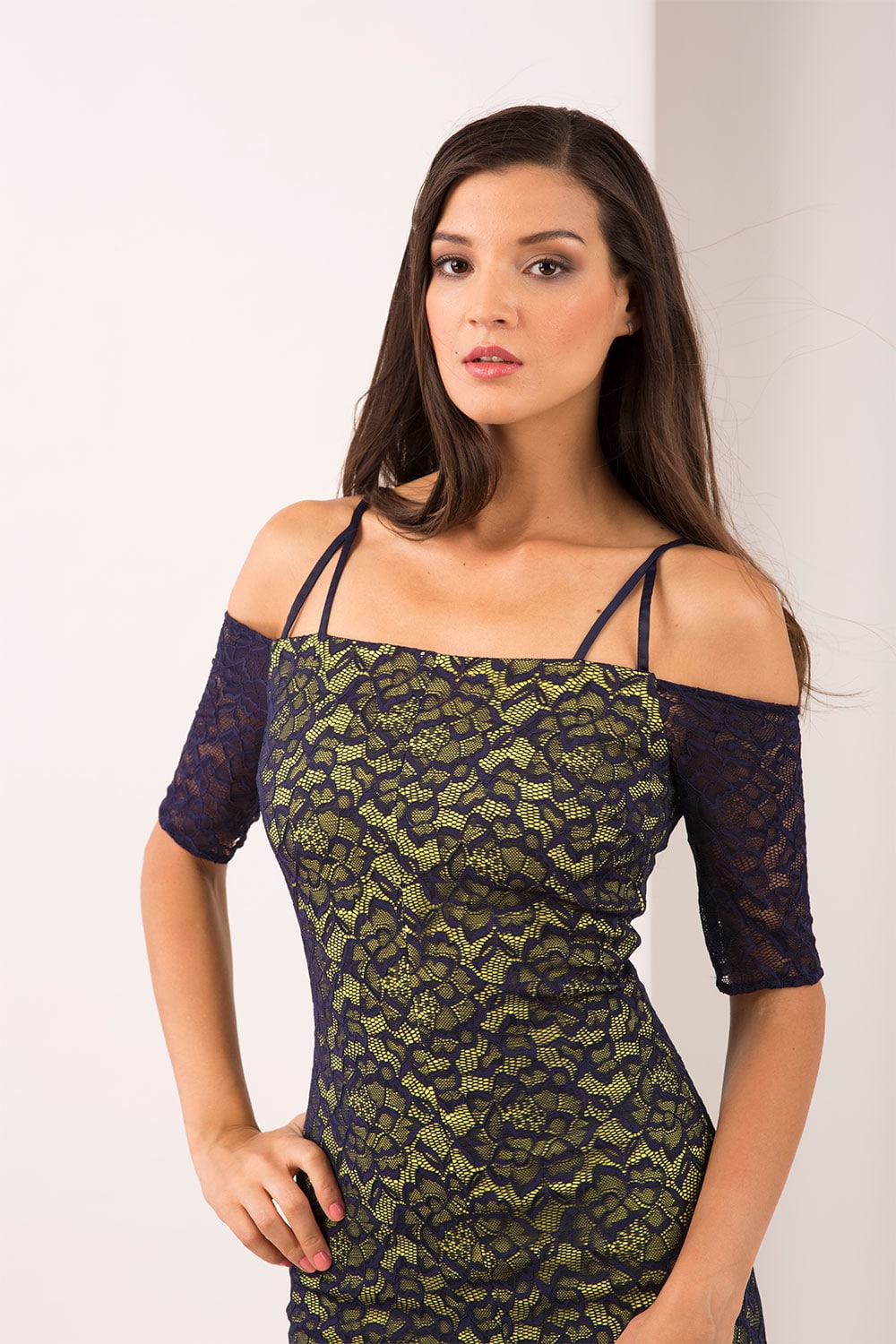 Yellow and Navy Lace