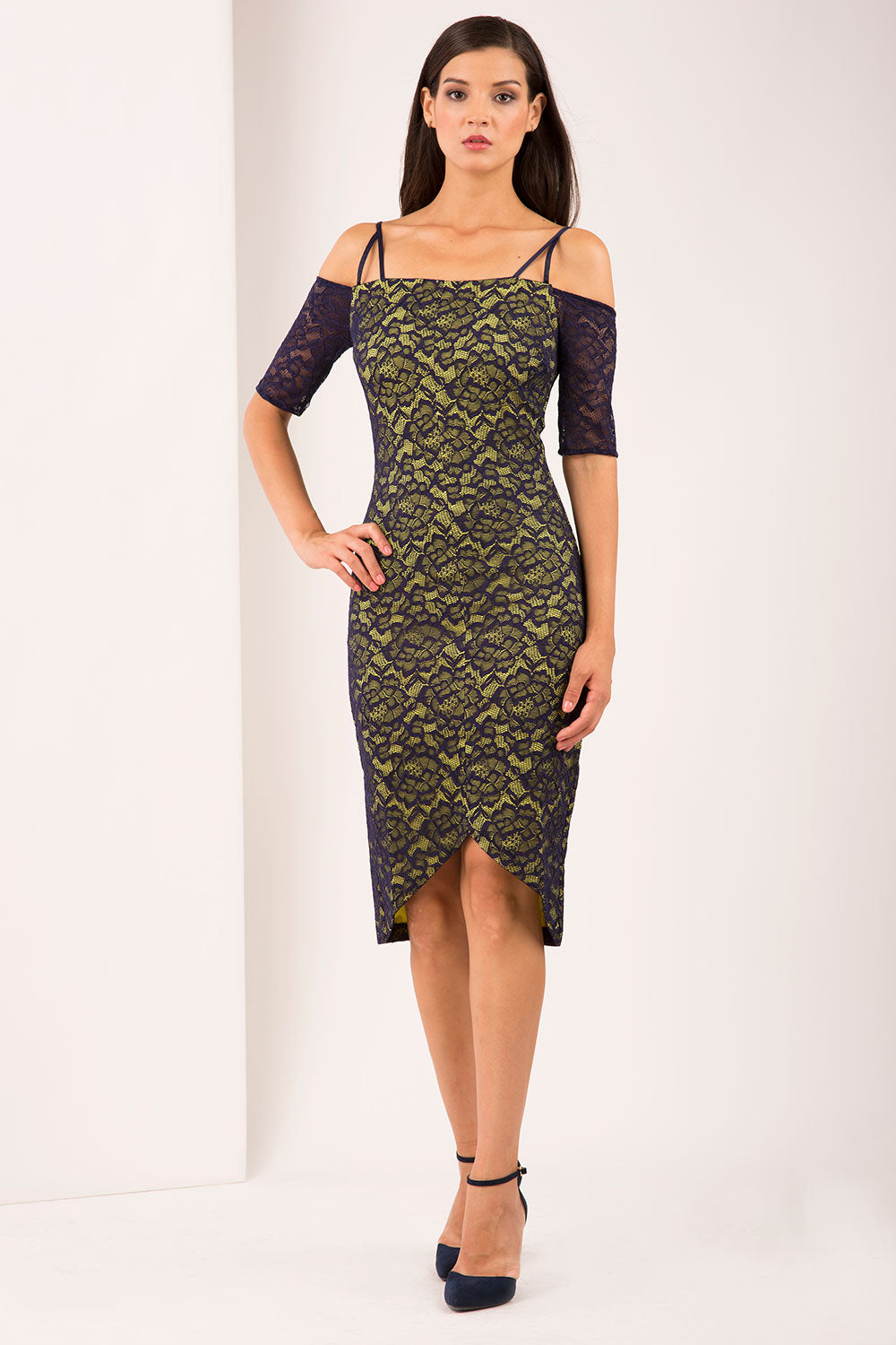 Yellow and Navy Lace