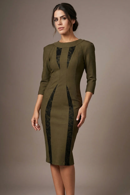 Olive Green and Black Lace