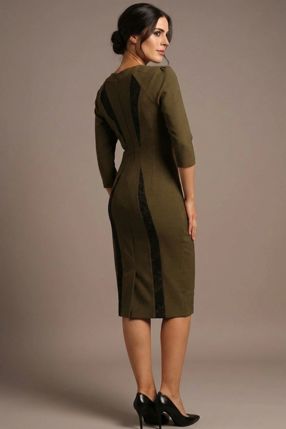 Olive Green and Black Lace