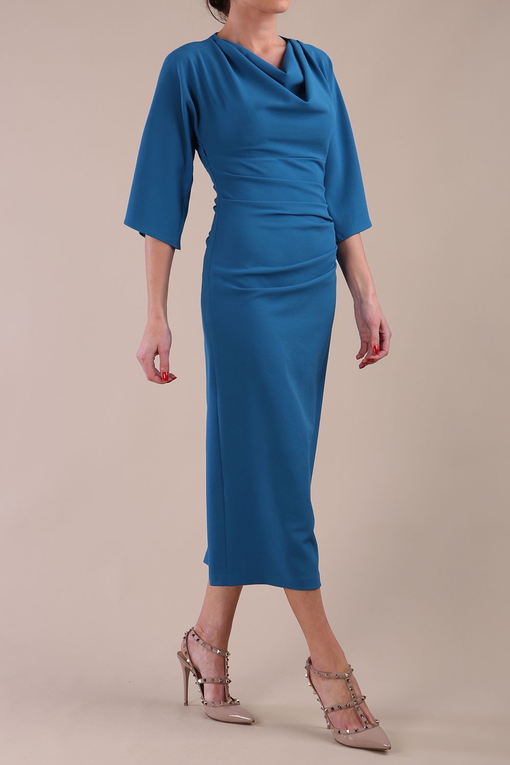 Model wearing diva catwalk Diana pencil skirt dress