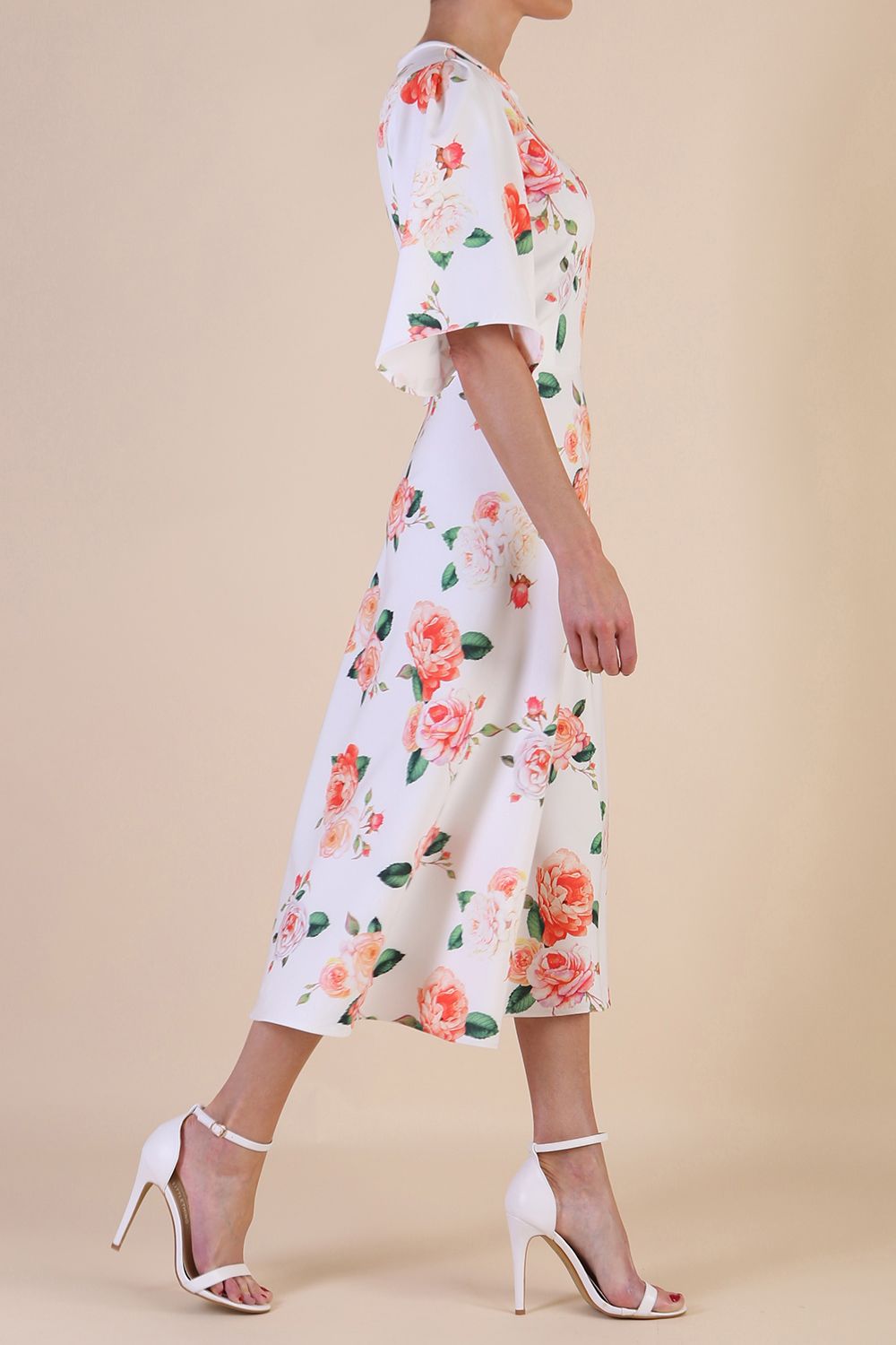 Model wearing diva catwalk Ariana A-Line Midaxi Dress skirt dress