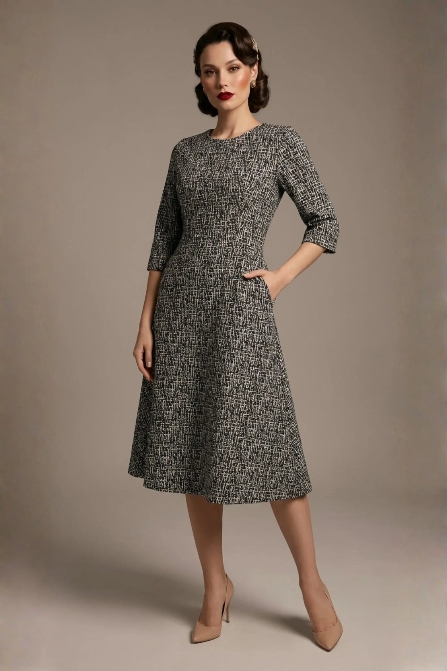 Darcey Vintage Jacquard A-Line Dress