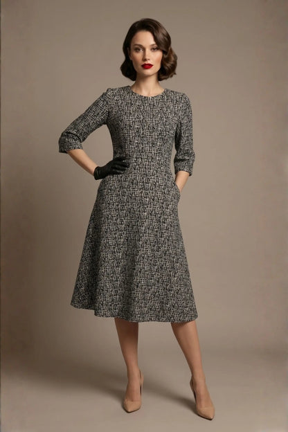 Darcey Vintage Jacquard A-Line Dress