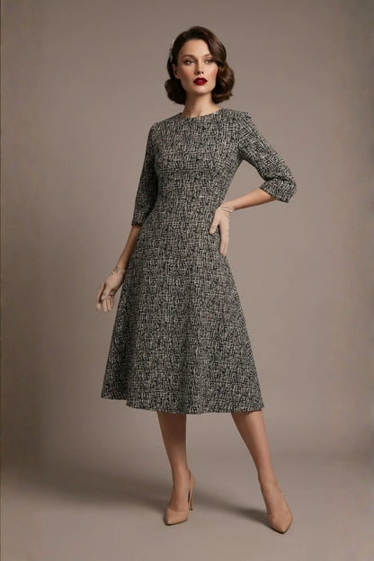 Darcey Vintage Jacquard A-Line Dress
