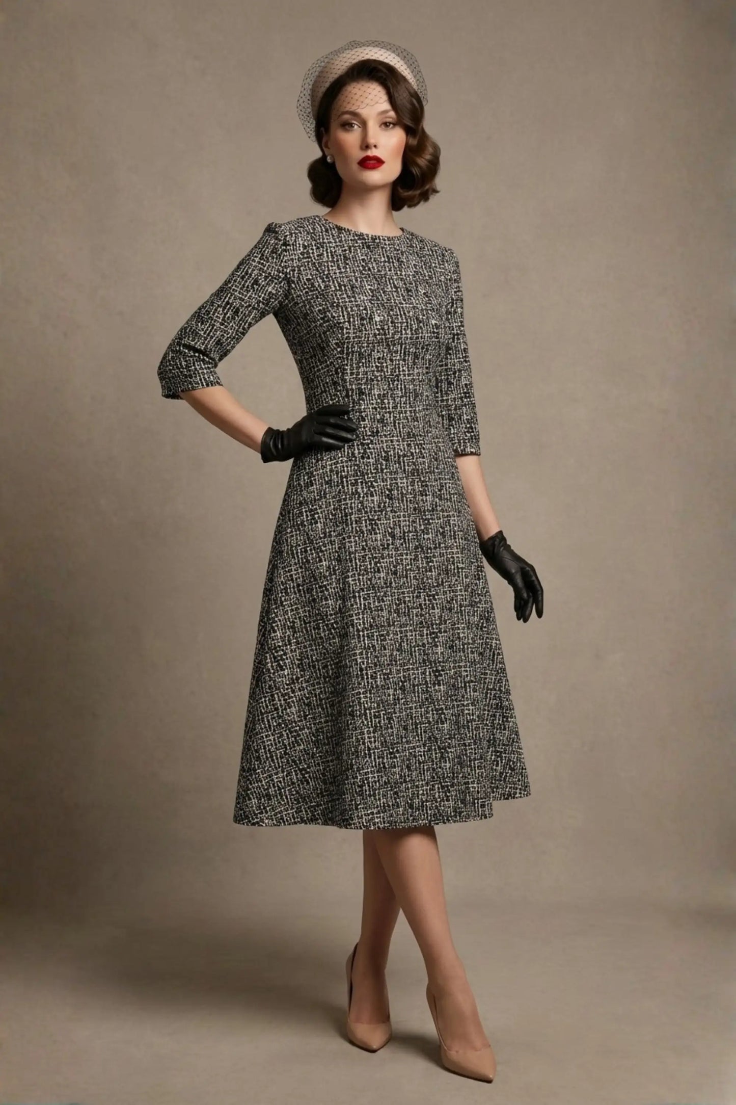Darcey Vintage Jacquard A-Line Dress