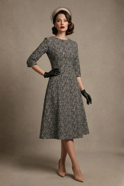 Darcey Vintage Jacquard A-Line Dress