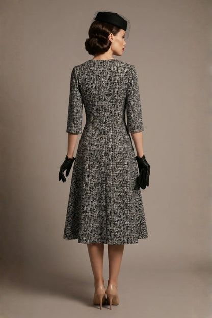 Darcey Vintage Jacquard A-Line Dress