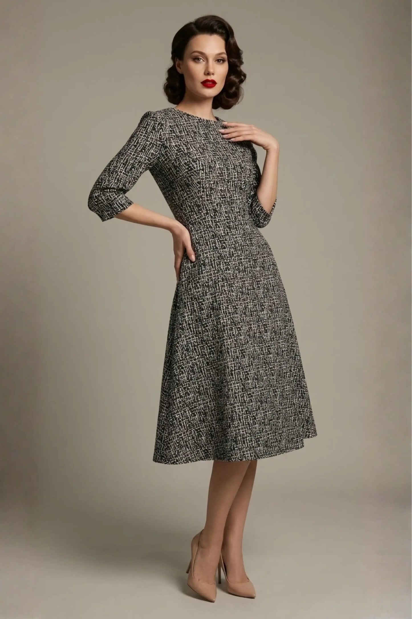 Darcey Vintage Jacquard A-Line Dress