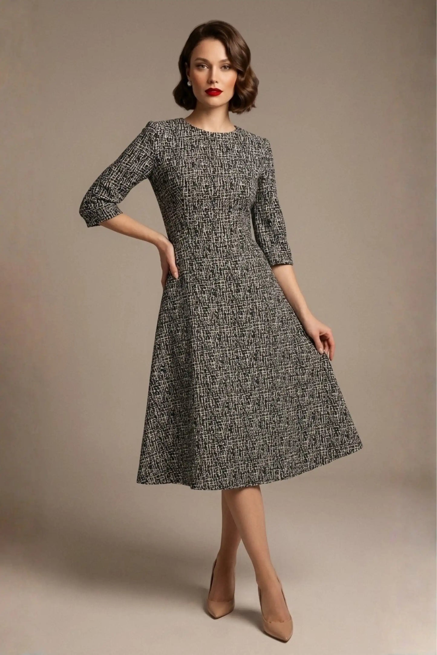 Darcey Vintage Jacquard A-Line Dress
