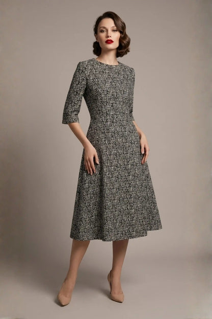 Darcey Vintage Jacquard A-Line Dress