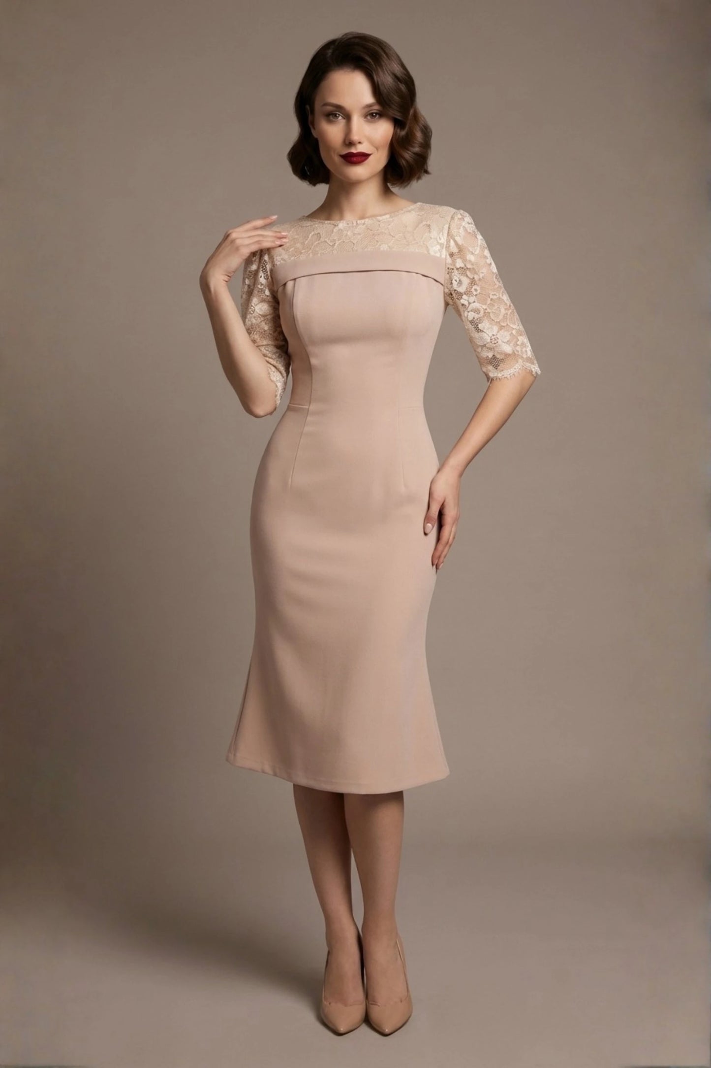 Francesca Lace Fluted Dress