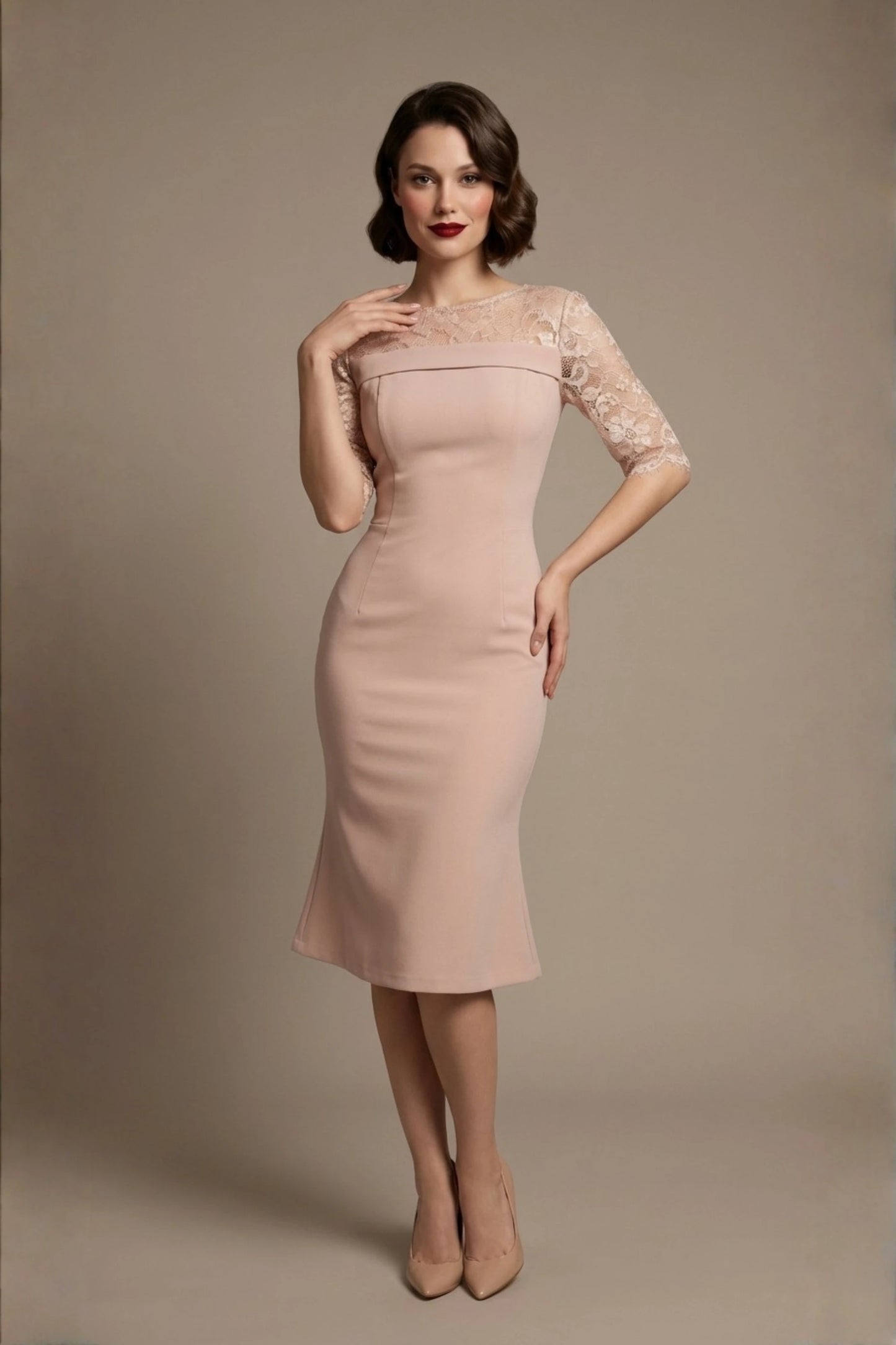 Francesca Lace Fluted Dress