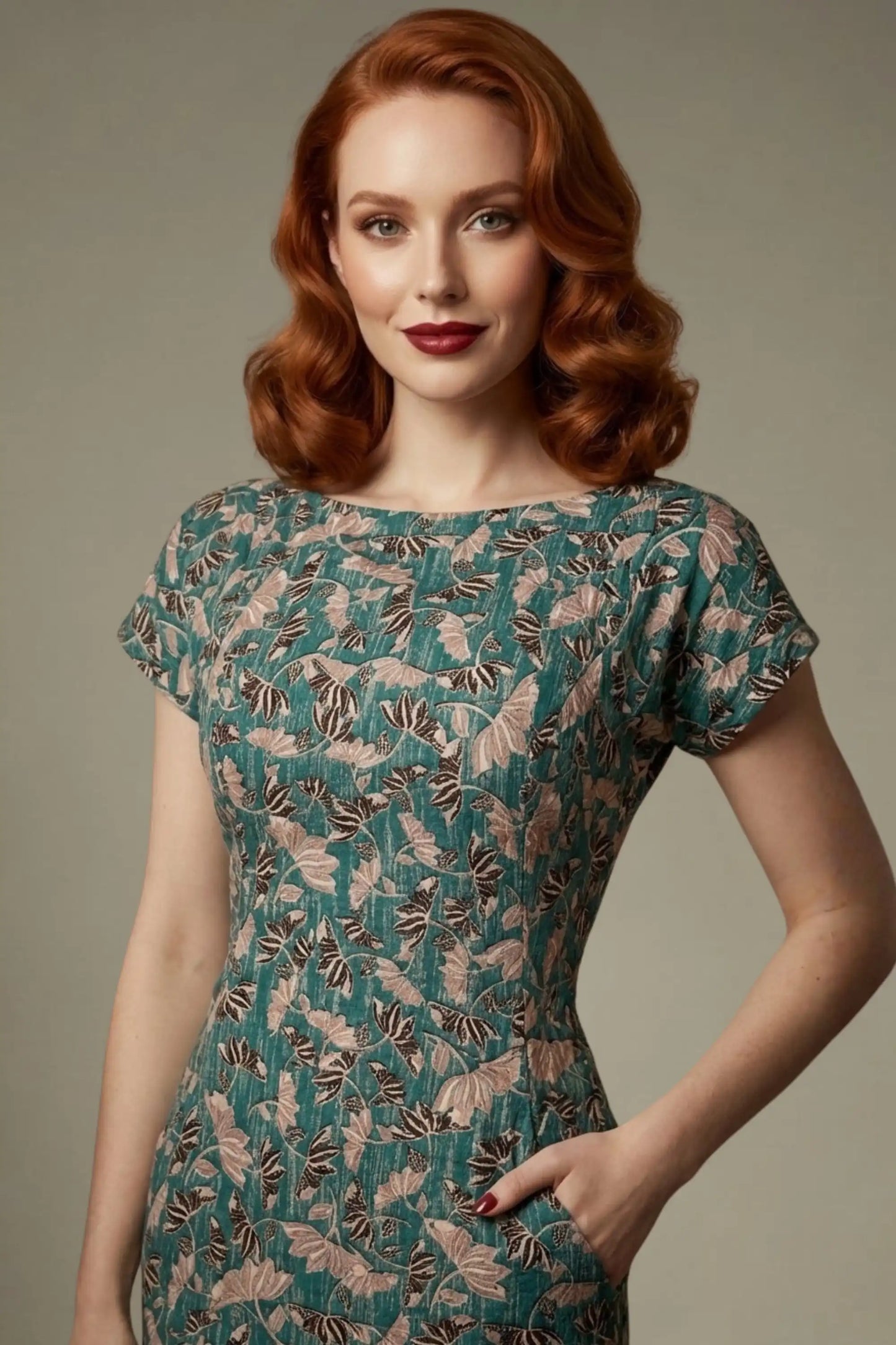 Magritte Vintage Floral Cotton Stretch Pencil Dress