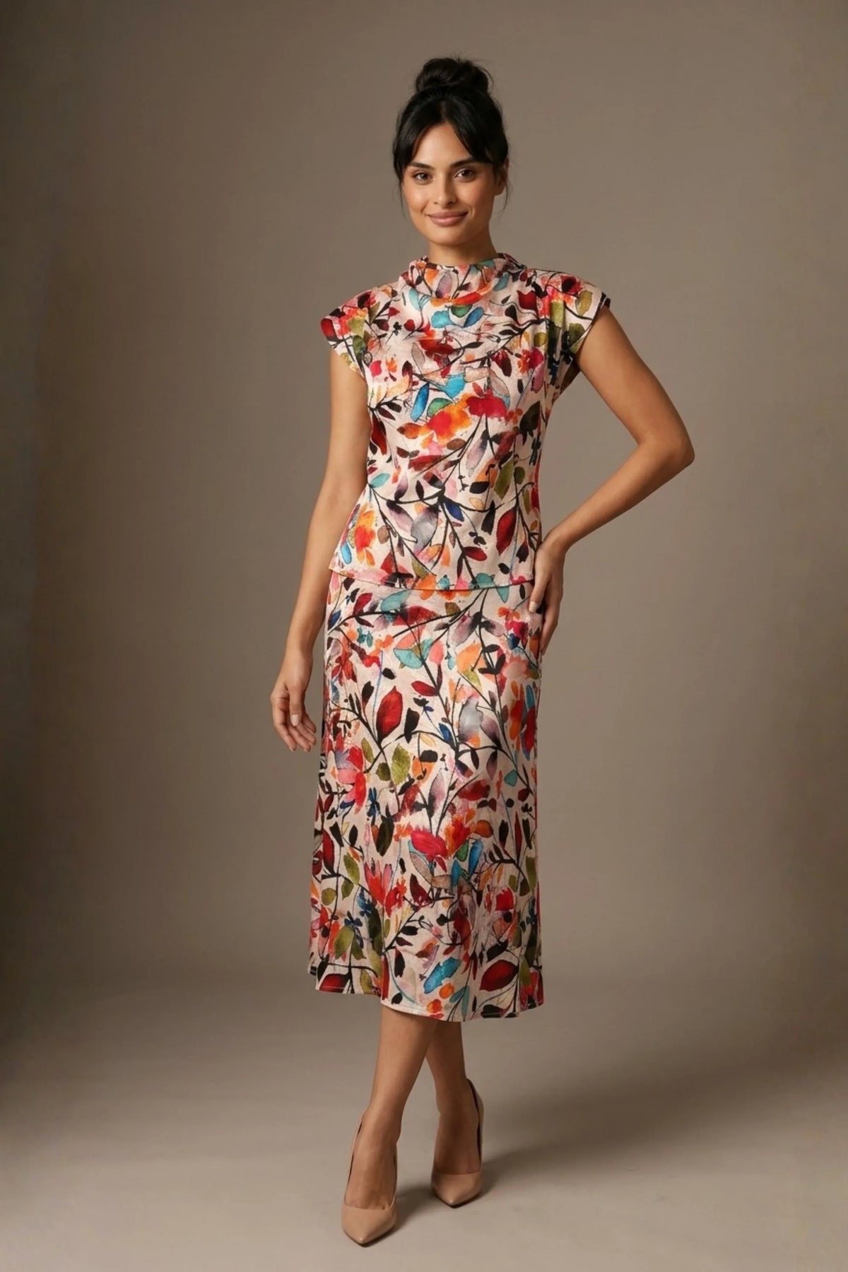 Arundel Cowl Neck & Swing Skirt Co-ord