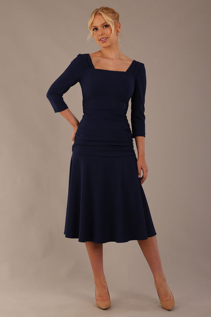 Rowan Ruched Square Neck Dress