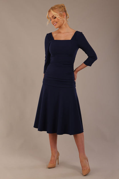 Rowan Ruched Square Neck Dress