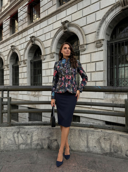 Keanu High-Neck Floral Jacket