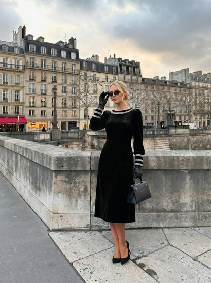 Spinetti Long-Sleeved Jewelled Velvet Midi Dress